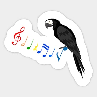 Tropical Parrot with Colorful Musical Notes Sticker
